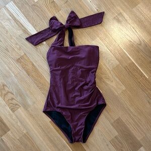 Chelsea28 maroon one-shoulder swimsuit